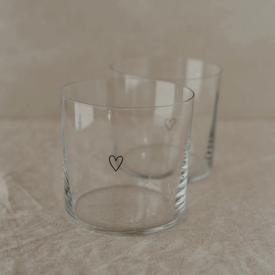 heart drinking glass set